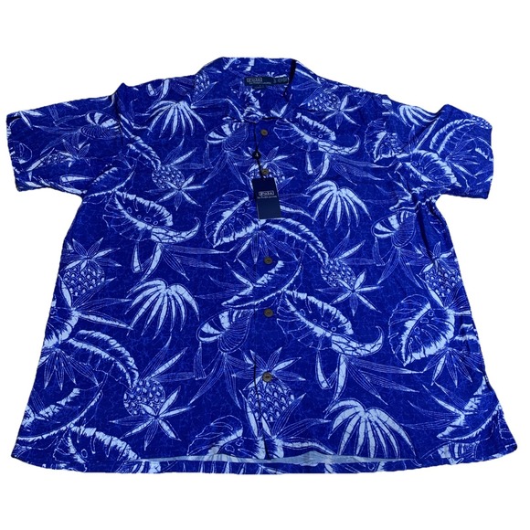 Polo Ralph Lauren NWT Hoffman Camp Shirt Hawaiian Blue‎ Men's XL Retail $168